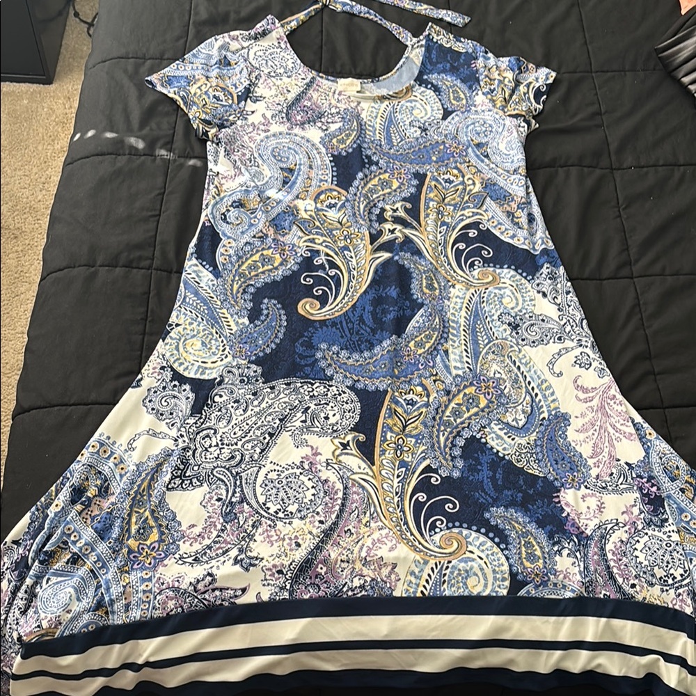 Chico’s Blue and White Paisley Dress size 2